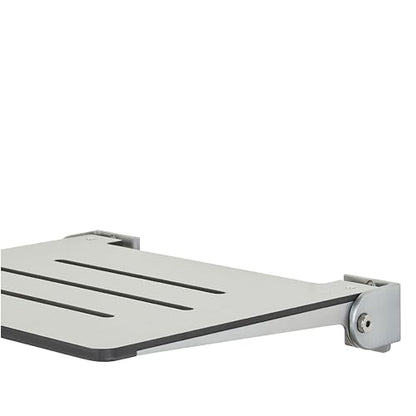 Seachrome 18 inch Silhouette Slimline Folding Wall Mount Shower Bench Seat, Light Gray Seat with Silver Frame - color: Light Gray With Silver Frame