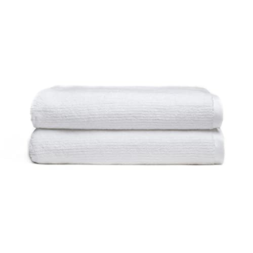 Cozy Earth Ribbed Bath Sheet Set, Soft and Absorbent Bathroom Towels | 60% Cotton 40% Viscose from Bamboo Bath Sheets, Soft and Absorbent Textured Ribbed Pattern, 2 Pack, White - color: White, size: Bath Sheet