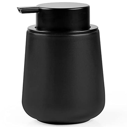 BosilunLife Ceramic Soap Dispenser - Dish Soap Dispenser for Bathroom 12Oz | Refillable Liquid Hand Wash Dispenser for Essential Oil, Lotion Soap, Black - color: Matte Black