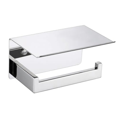 LANC Chrome Toilet Paper Holder with Shelf, Toilet Paper Roll Holder with Shelf for Bathroom Washroom Wall Mounted, 304 Stainless Steel Tissue TP Holder Silver, A8367CP - color: Chrome Polished, size: Right