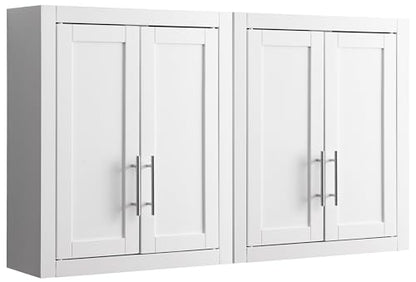 Crosley Furniture Savannah 2-Piece Wall Kitchen Storage Cabinet, Cabinets for Laundry, Bathroom, White - color: White, style: 2-Piece Bathroom Cabinet