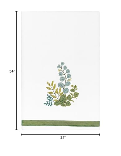 Verdant 4-Piece Luxury Towel Set, Applique Embroidered Bouquet, Plush Turkish Cotton, Durable & Quick Dry, Vibrant Bathroom Ensemble, 2 Bath 2 Hand Towels, White - color: White, size: 2 Pcs Bath 2 Pcs Hand Towel