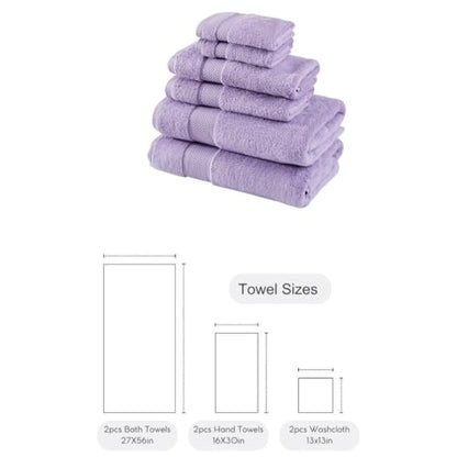 BAGNO MILANO Turkish Towels Hotel-Spa Towel Set, 100% Turkish Cotton | Ultra Soft Plush Absorbent Towels Set (Lavender, Towel Set of 6) - color: Lavender, size: Towel Set of 6
