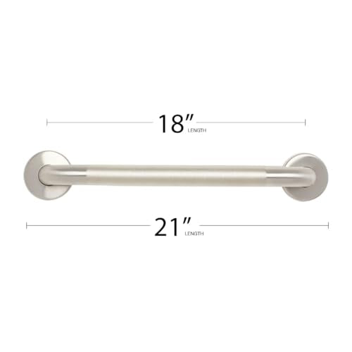 Seachrome 18" Wall Mount Grab Bar, 1 ¼" Diameter, Concealed Flanges, ADA Compliant, Peened with Satin Ends - size: 18 Inch