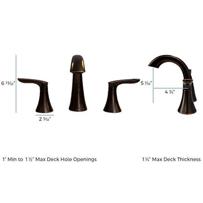 Pfister Weller Widespread Bathroom Sink Faucet 3 Hole Double Handle Brushed Nickel Vanity Faucet with Pop-Up Drain Assembly WaterSense Certified Leak-Free LG49WR0K - color: Brushed Nickel, size: 1 Pack