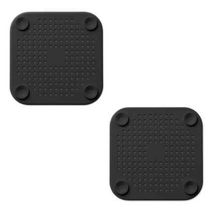 Square Silicone Drain Cover, 5.7 Inch Flat Shower Drain Hair Catcher with Suction Cups, TPR Drain Protector Stopper for Bathroom and Kitchen, Anti-Slip Floor Drain Strainer (2 Pack, Black)