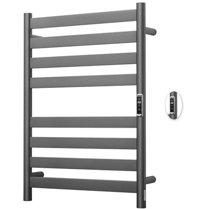Heated Wall Mounted Electric Towel Warmer Rack,Timer & Temperature Control, 8 Bar Stainless Steel Towel Heater for Bathroom (Gunmetal Grey, 8 Bars) - color: Gunmetal Grey, size: 8 Bars