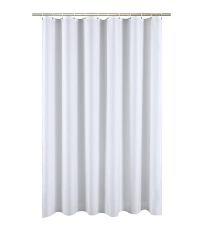 Luxury Shower Curtain Liner for Bathroom Water Repellent Fabric Washable Cloth (Hotel Quality, Friendly, Heavy Weight) with White Plastic Hooks (54" x 78", Pure White) - color: Pure White, size: 54"W x 78"L (Pack of 1)