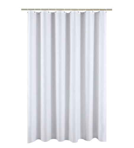 Luxury Shower Curtain Liner for Bathroom Water Repellent Fabric Washable Cloth (Hotel Quality, Friendly, Heavy Weight) with White Plastic Hooks (54" x 78", Pure White) - color: Pure White, size: 54"W x 78"L (Pack of 1)