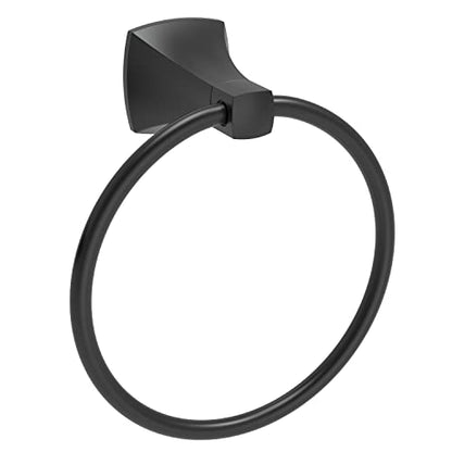 Hand Towel Holder for Bathroom Kitchen Matte Black Towel Ring Towel Hanger Stainless Steel and Zinc Alloy Wall Mount - color: Matte Black