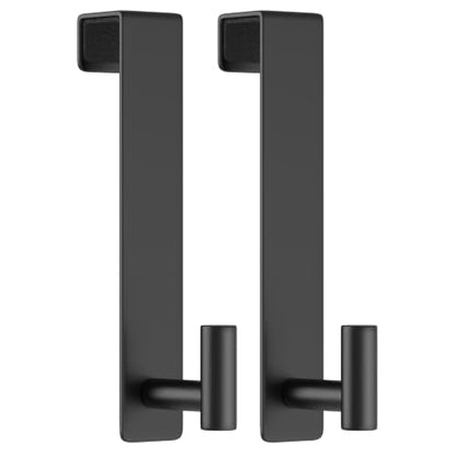 WUIVIUT Extended Over Door Hooks, Heavy-Duty Stainless Steel No-Drill Coat & Towel Hanger (T Shape 2 Pack, Fits 1-3/4'' Thick) - size: Extended, T Shape 2 Pack, Black