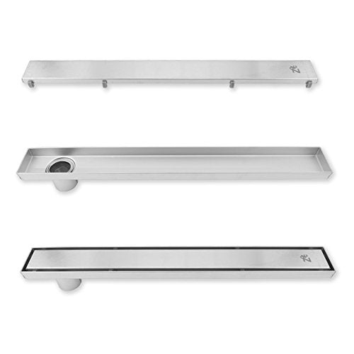 ZOIC Linear Stealth Tile Insert Floor Grate Bathroom Shower Waste Drain 304 Stainless Steel Side Outlet 35.43 Inches (900MM) - size: 35.43''(900MM)