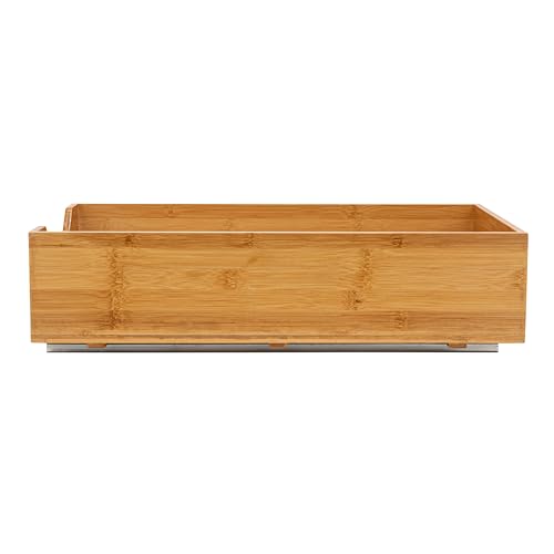 Household Essentials Glidez Bamboo and Steel 1-Tier Pull-Out/Slide-Out Storage Organizer, 14" Wide, Natural - size: 14", style: Single Tier