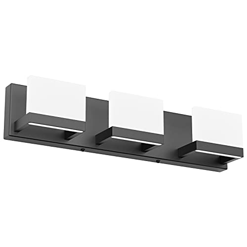 Tipace 3 Lights Black Dimmable LED Vanity Light for Bathroom Up and Down Black Modern Bathroom Wall Light Fixtures Over Mirror(White Light 6000K) - color: Matte Black, size: 3 Lights
