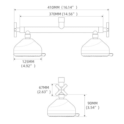 Double Shower Head with Shower Head Shut-Off Valve,High Pressure 4 Setting Dual ShowerHead System For Couples,2 Person Shower Manifold Built-in Valve,2 Shower Sprayers Combo,Matte Black,AB1MG - color: Matte Black, size: 7.5