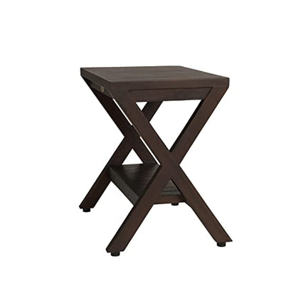 Obliquity Waterproof Teak Wood Shower Bench Stool Seat Chair for Inside Shower Provides Safety, Storage, and Organization for Bathroom Accessories- Fully ASSSEMBLED- Brown