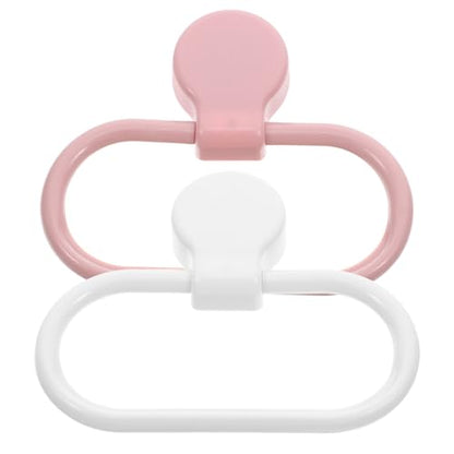 BESPORTBLE 2pcs Adhesive Hand Towel Holder Rings Wall Mounted Towel Rack for Bathroom Kitchen No Drill Sticky for Home Decor Pink and White