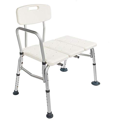 Bath Chair,Adjustable Handicap Shower Chair Seat Bench Transfer Bench with Arms and Backs,3 Blow Molding Plates Aluminium Alloy for Seniors Elderly Baby Bathtub Lift Chair (White) - color: White
