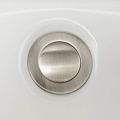 Purelux Bathroom Sink Drain Stopper Faucet Vanity Sink Pop Up Drain Assembly with Overflow, Brushed Nickel Finish - color: Brushed Nickel, style: With Overflow