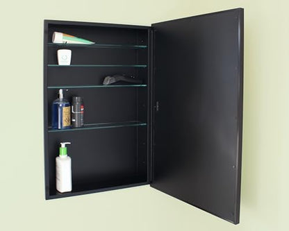 20x30 Harper Crescent Metal Framed Rectangle Recessed Bathroom Medicine Cabinet, Arced Mirror, 18x28 in-Wall Opening, Adjustable Glass Shelves, Magnet Close, Black - color: Black, size: 20x30