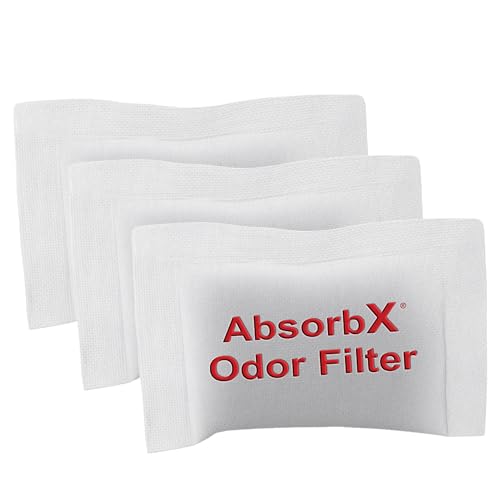 iTouchless Official AbsorbX Trash Can Odor Filters 3-Pack, Stops Garbage Smells, All Natural Activated Charcoal Deodorizer Air Freshener Absorber for 8 Gallon & Larger Garbage Bins with Compartment - color: White Trash Can Filter