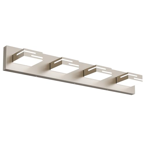 LED Modern Bathroom Vanity Light Fixtures, Dimmable Brushed Nickel Vanity Lights for Bathroom Lighting Fixtures Over Mirror, with 360° Rotatable Acrylic Heads 4-Light 30-inch (Cool White 6000K) - color: Nickel, size: 4-light, 30-inch