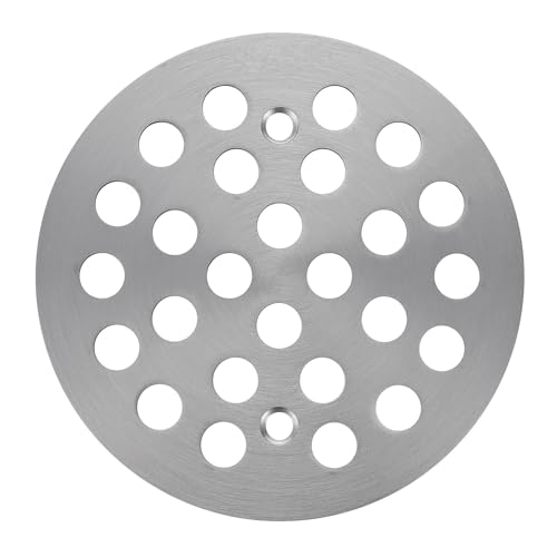 Round 4-1/4 Inch Screw-in Shower Drainer Cover Replacement 304 Stainless Steel Floor Drain Grate with Screws Brushed Nickel - color: Brushed Nickel