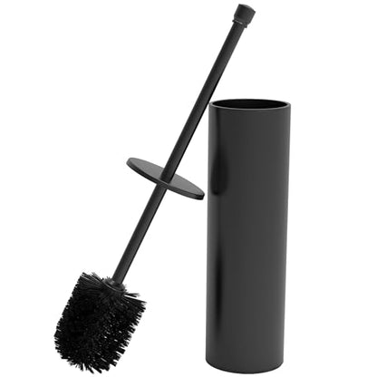 Toilet Brush and Holder Set, Toilet Bowl Brush for Bathroom with Long Handle, Stainless Steel Toilet Cleaner Brush with Durable Scrubbing Bristles,Splash-Proof (Matte Black) - color: Matte Black