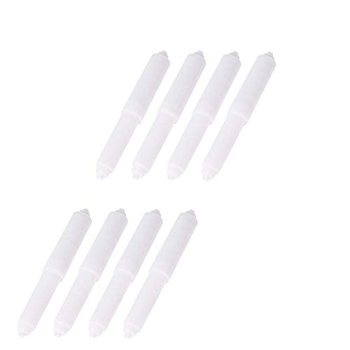 LazyMe 8 Pcs Toilet Paper Holder Roller 6" Plastic Spring Replacement Rod | Universal Toilet Paper Roller Rod, White Plastic Spring Loaded Rod for Bathroom Home