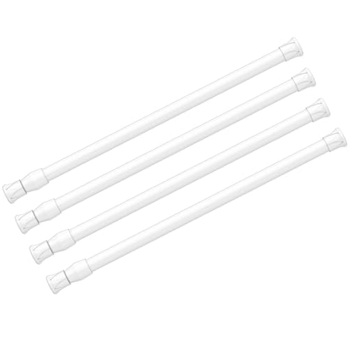 Spring Tension Curtain Rods Short Tension Rod (White,12" to 19"-4Pcs) - color: White, size: 12" to 19"-4Pcs