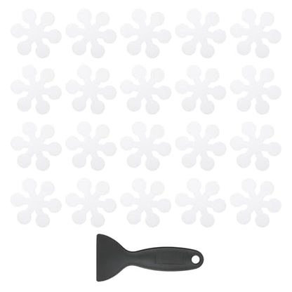 PATIKIL 20 Pcs Non Slip Bathtub Stickers, Anti Slip Shower Stickers with Scraper Bathroom Shower Floor Decals Snowflake Shape Cute Treads Tubs, Transparent - color: Transparent