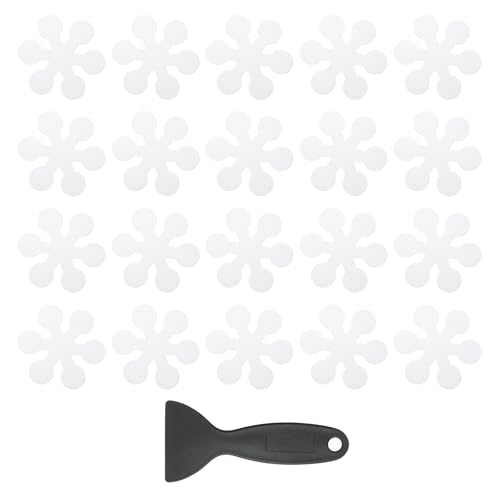 PATIKIL 20 Pcs Non Slip Bathtub Stickers, Anti Slip Shower Stickers with Scraper Bathroom Shower Floor Decals Snowflake Shape Cute Treads Tubs, Transparent - color: Transparent