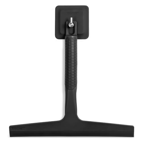 TOOLETRIES The Squeegee & Hook Glass Shower Squeegee – 10 Inch | Silicone grip shower squeegee for glass, mirrors and windows with a matching storage hook.