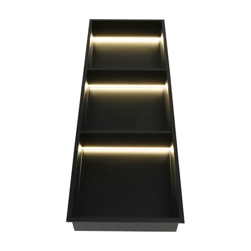 2-Tiers 12x24 Shower Niche with LED Light Strips, Matte Black Shower Niche Cabinet, Recessed Wall Cabinet, Stainless Steel Bathroom Shelf for Bathrooms, Kitchens, Toilets (12x36in) - size: 12x36in