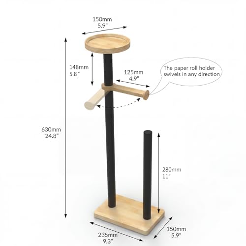 Toilet Paper Holders Free Standing, Holds up to 7 Rolls Toilet Paper Stand with Storage, Bathroom Toilet Paper Organizer with Top Shelf for Small Items, 1-Min Rotating-Lock Assembly, Light,L - color: Light
