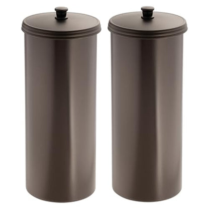 iDesign Freestanding Bathroom Toilet Paper Storage Holder, 2-Pack, Bronze | With Lid, Holds 3 Extra Rolls - color: Bronze, size: Pack of 2, style: Lid with Handle