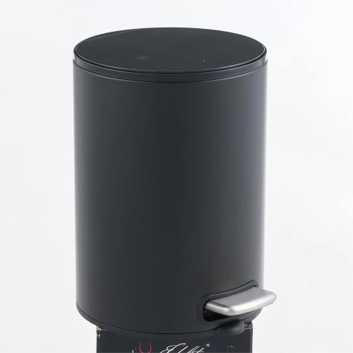 SIMPLYKLEEN Trash Can with Lid-2PC 5L/1.32 Gallon Round Step Trash Can,Small Stainless Steel Garbage Can with Soft-Close Lid, Foot Pedal, Removable Liner, Black Trash Bin for Kitchen, Office, Bathroom - color: Silver, size: 5L