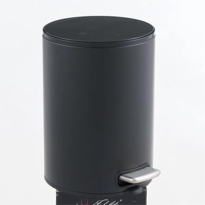 SIMPLYKLEEN Trash Can with Lid-2PC 5L/1.32 Gallon Round Step Trash Can,Small Stainless Steel Garbage Can with Soft-Close Lid, Foot Pedal, Removable Liner, Black Trash Bin for Kitchen, Office, Bathroom - color: Silver, size: 5L