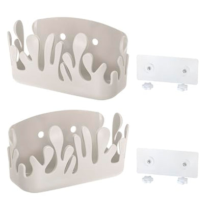 Vigar Shower Organizer 2 Pack, Adhesive Shower Caddy, Gray | No Drill Shower Shelf, Hooks and Drainage Holes, Wall Mounted Bathroom Storage for Shampoo, Soap and Bath Accessories