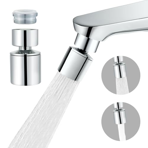 Swivel faucet aerator, 360° Swivel Kitchen Faucet Aerator, Dual-function 2-Flow Sprayer Faucet Head Replacement Kitchen Sink Faucet 55/64 inch Female Thread Faucet Extender (Chrome-1) - color: Chrome-1