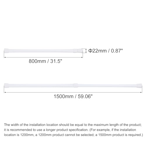 uxcell Tension Curtain Rod, Adjustable 32 to 59 inches, 0.75" Dia White Spring Tension Rod No Drilling Expandable Tension Rod for Doorway, Kitchen - size: 32-59 inch