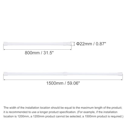 uxcell Tension Curtain Rod, Adjustable 32 to 59 inches, 0.75" Dia White Spring Tension Rod No Drilling Expandable Tension Rod for Doorway, Kitchen - size: 32-59 inch