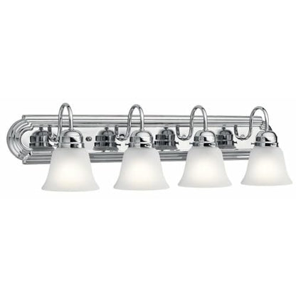 Kichler 30" 4-Light Vanity Bath Light in Chrome, Modern Bathroom Light with Clear Satin Etched Glass, ("30" W x 8" H), 5338CHS - color: Chrome, size: 30"
