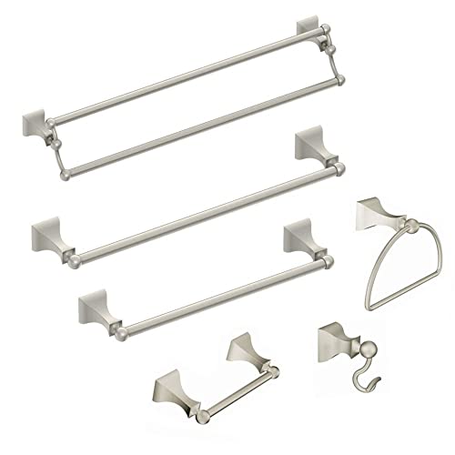 Moen DN8322BN Retreat 24-Inch Wall Mount Bathroom Double Towel Bar, Brushed Nickel