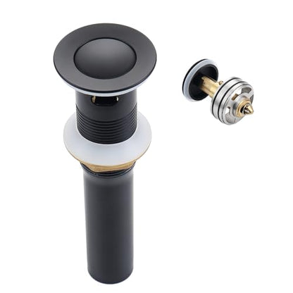 Bathroom Sink Drain Strainer Stainless Steel Black Pop Up Sink Drain Stopper with Detachable Basket Stopper Drain Hair Catcher Assembly Vessel Vanity Lavatory Basin with Overflow, SD40-BK - style: Small Popup Cap-Black