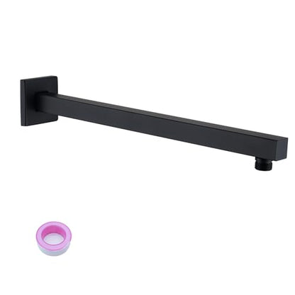 Shower Head Extension Arm Black Shower Arm 16 Inch【SUS304 Stainless Steel】 Matte Black Shower Extension Rain Shower Head Extender With Flange Replacement Wall Mount Square, SA1-BK - color: Matte Black