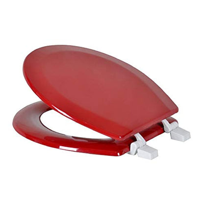 J&V Textiles Round Wooden Toilet Seat With Beveled Edge (Red)* - color: Red