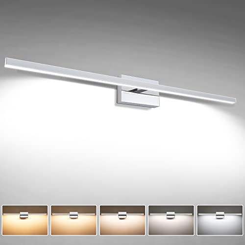 VOLISUN Modern Over Mirror Chrome Bar Vanity Light - Dimmable 5CCT LED Fixture, 39.4 inch, 24W - ETL Certificated - color: Chrome, size: 39.4inch
