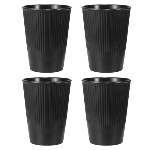 uxcell 4 Pcs Simple Toothbrush Cup, 3.3 x 3.3 x 4.2 Dishwasher Safe Bathroom Tumbler Reusable Plastic Cup Set for Storing Toothpaste Combs, Black - color: Black