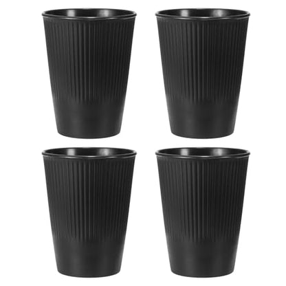 uxcell 4 Pcs Simple Toothbrush Cup, 3.3 x 3.3 x 4.2 Dishwasher Safe Bathroom Tumbler Reusable Plastic Cup Set for Storing Toothpaste Combs, Black - color: Black